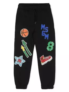 MSGM Kids спортивные брюки с принтом, черный