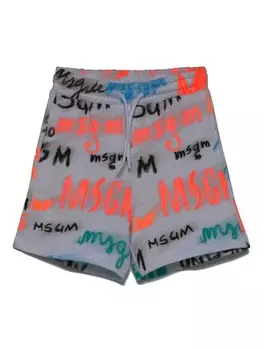 MSGM Kids спортивные шорты с логотипом, белый