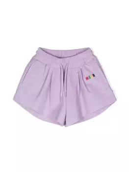 MSGM Kids спортивные шорты с вышитым логотипом, фиолетовый