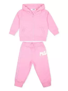 MSGM Kids спортивный костюм из хлопка с логотипом, розовый
