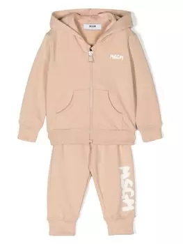 MSGM Kids спортивный костюм с логотипом, нейтральный цвет