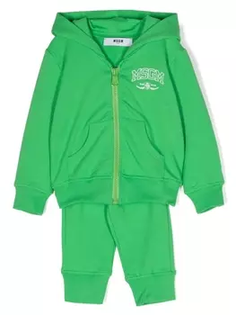 MSGM Kids спортивный костюм с логотипом, зеленый