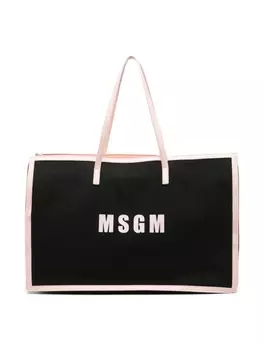 MSGM Kids сумка-тоут с контрастной окантовкой и логотипом, черный