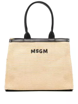 MSGM Kids сумка-тоут с вышитым логотипом, нейтральный