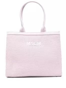 MSGM Kids сумка-тоут с вышитым логотипом, розовый