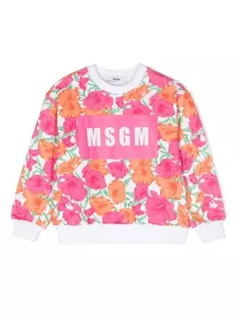 MSGM Kids толстовка с цветочным принтом, розовый