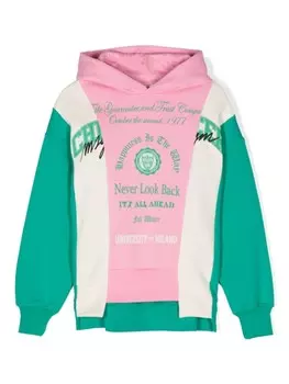 MSGM Kids толстовка с капюшоном и принтом логотипа в стиле пэчворк, розовый
