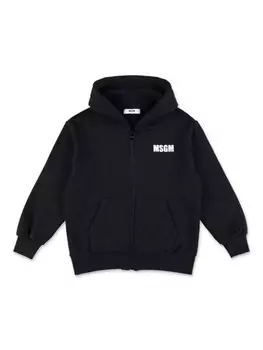 MSGM Kids толстовка с капюшоном на молнии, черный