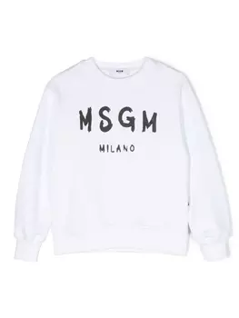 MSGM Kids толстовка с логотипом, белый
