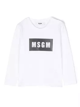 MSGM Kids толстовка с логотипом, белый