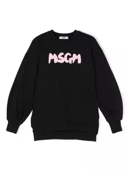 MSGM Kids толстовка с логотипом, черный