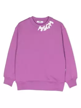 MSGM Kids толстовка с логотипом, фиолетовый