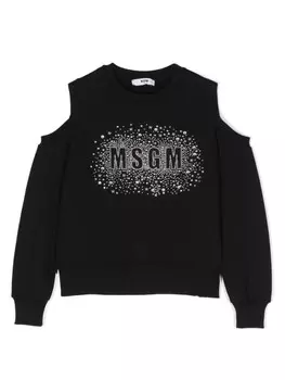 MSGM Kids толстовка с логотипом и открытыми плечами, черный