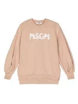 MSGM Kids толстовка с логотипом, нейтральный цвет