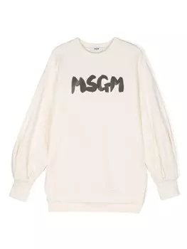 MSGM Kids толстовка с логотипом, нейтральный цвет