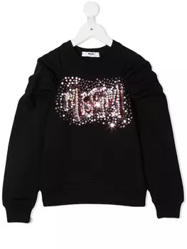 MSGM Kids толстовка с пайетками, черный