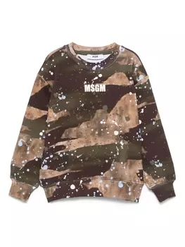 MSGM Kids толстовка сс эффектом разбрызганной краски, коричневый