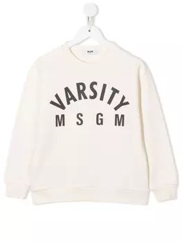 MSGM Kids толстовка Varsity с логотипом, серый