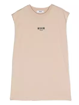 MSGM Kids топ с логотипом, нейтральный цвет