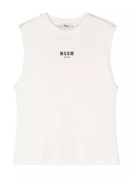 MSGM Kids топ с логотипом, нейтральный цвет