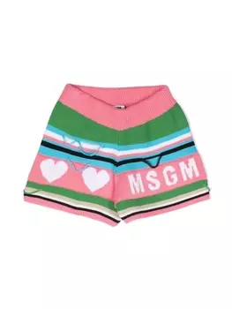 MSGM Kids трикотажные шорты с логотипом, розовый