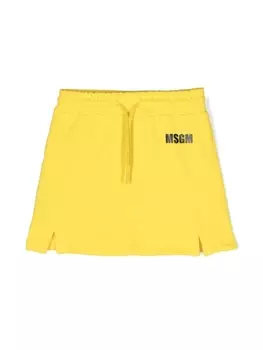 MSGM Kids юбка из джерси с логотипом, желтый