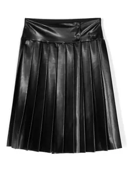 MSGM Kids юбка из искусственной кожи со складками, черный