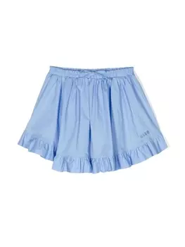 MSGM Kids юбка с вышитым логотипом, синий