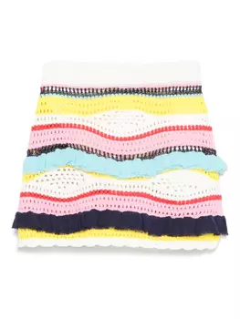 MSGM Kids юбка в технике кроше, белый