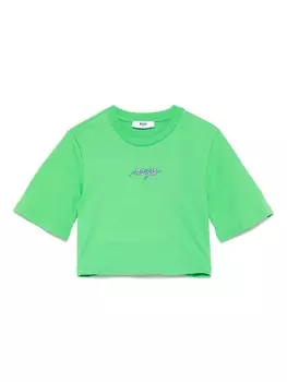 MSGM Kids укороченная футболка, зеленый