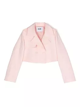 MSGM Kids укороченный двубортный пиджак, розовый