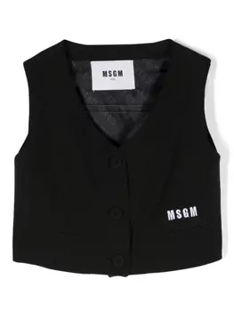 Жилет с вышитым логотипом MSGM Kids, черный