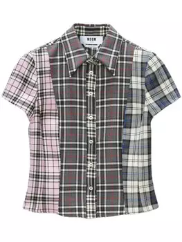 MSGM клетчатая рубашка в технике пэчворк, черный