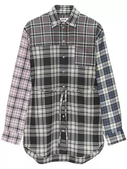 MSGM клетчатое мини-платье-рубашка, черный