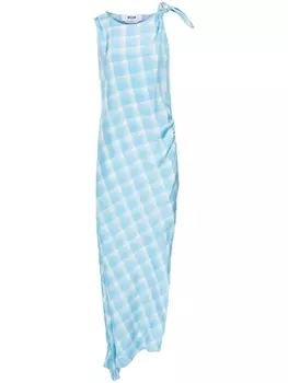 MSGM клетчатое платье с узлом, синий