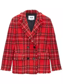 MSGM клетчатый двубортный блейзер, красный
