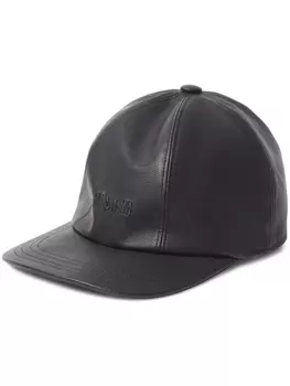 MSGM кожаная кепка с вышитым логотипом, черный