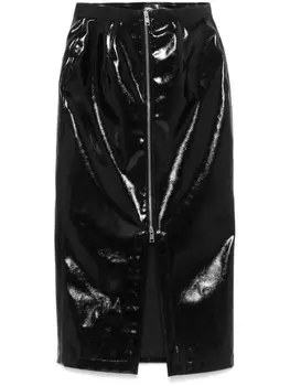 MSGM лакированная юбка миди, черный