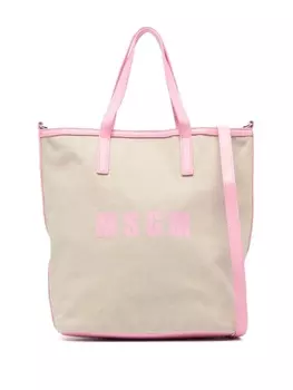 MSGM маленькая сумка-тоут с логотипом, нейтральный цвет