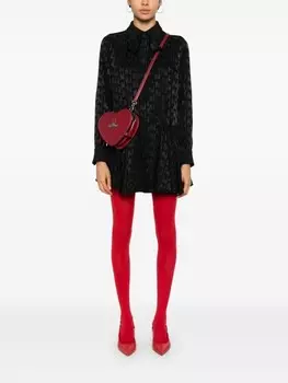 MSGM мини-платье с логотипом и жаккардом, черный