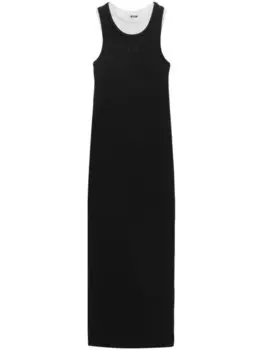 MSGM многослойное платье макси в рубчик, черный