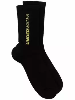 MSGM носки вязки интарсия с логотипом, черный