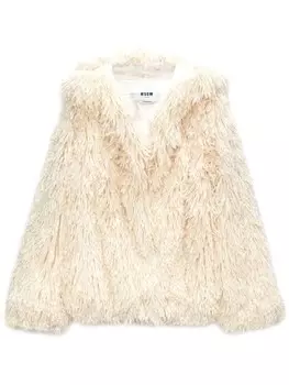 MSGM однобортная куртка из искусственного меха, нейтральный цвет