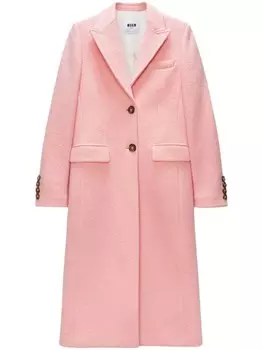 MSGM однобортное пальто с логотипом, розовый