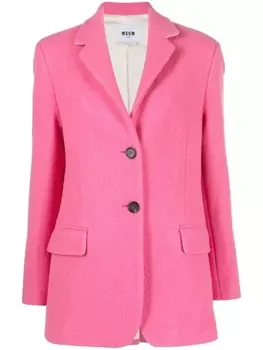MSGM однобортный блейзер с заостренным воротником, розовый