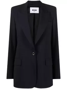 MSGM однобортный блейзер с заостренными лацканами, синий