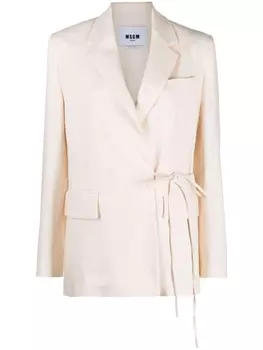 MSGM однобортный блейзер с завязками, нейтральный цвет
