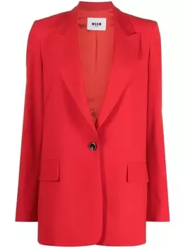 MSGM однобортный блейзер строгого кроя, красный