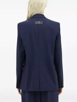 MSGM однобортный пиджак с логотипом, синий