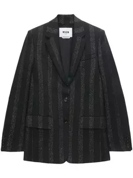 MSGM однобортный пиджак в полоску, черный